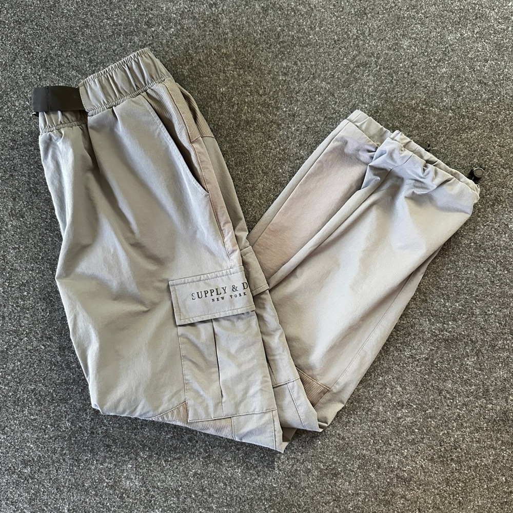 Supply & Demand NYC Grey Cargo Tech Pants Womens Large Buckle Belt Joggers L